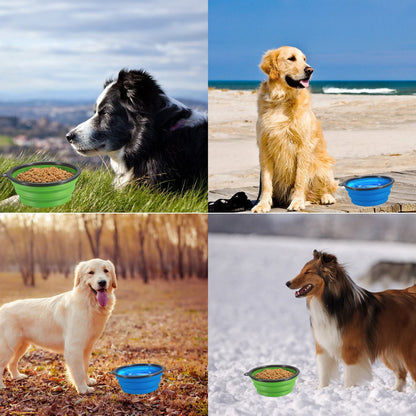 350 And 1000ML Dog Bowls Folding Silicone Puppy Food Container Portable Cat Water Feeder For Travel Walking Pet Supplies